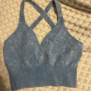 Zenana Outfitters Dusty Blue Cross-Back Bandeau